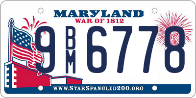 MD license plate 9BM6778