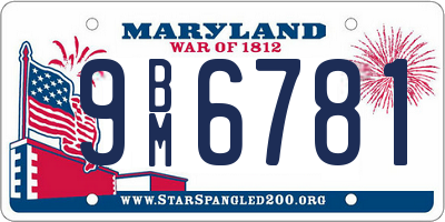 MD license plate 9BM6781