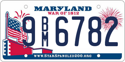 MD license plate 9BM6782