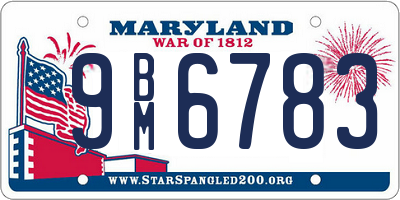 MD license plate 9BM6783