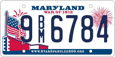 MD license plate 9BM6784