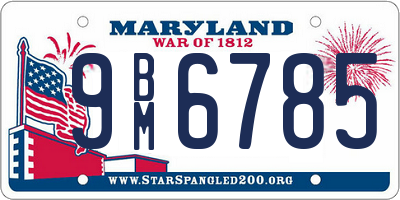 MD license plate 9BM6785