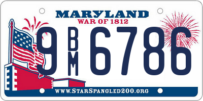 MD license plate 9BM6786