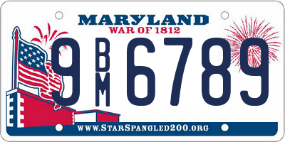 MD license plate 9BM6789