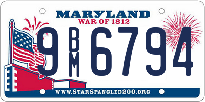 MD license plate 9BM6794