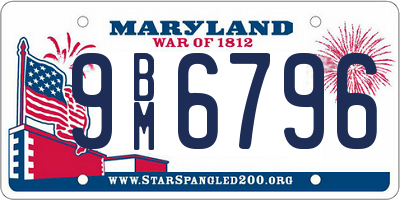 MD license plate 9BM6796