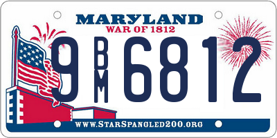 MD license plate 9BM6812