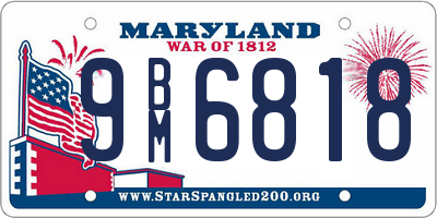 MD license plate 9BM6818