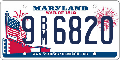 MD license plate 9BM6820