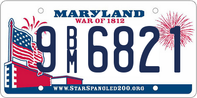 MD license plate 9BM6821