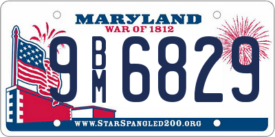 MD license plate 9BM6829