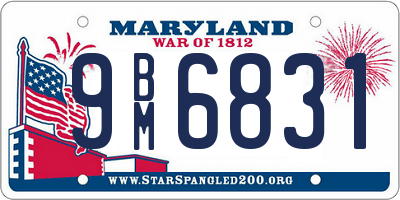 MD license plate 9BM6831