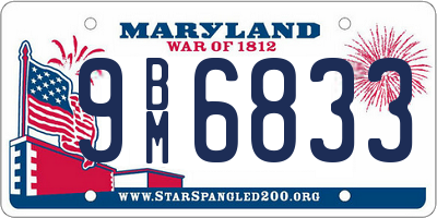 MD license plate 9BM6833