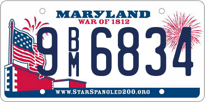 MD license plate 9BM6834