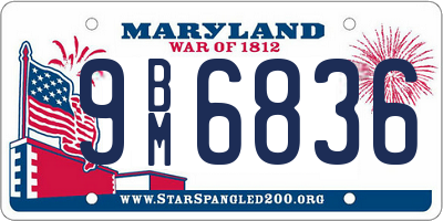 MD license plate 9BM6836