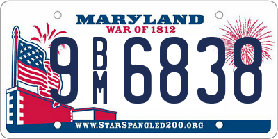 MD license plate 9BM6838