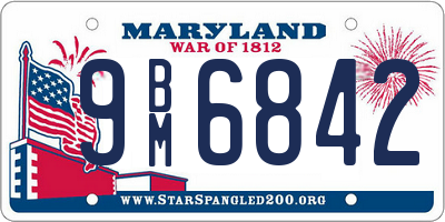 MD license plate 9BM6842