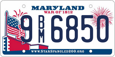 MD license plate 9BM6850