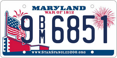 MD license plate 9BM6851