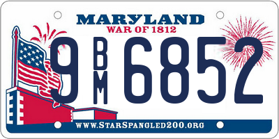 MD license plate 9BM6852