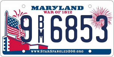 MD license plate 9BM6853