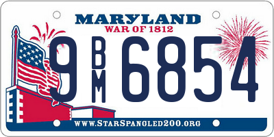 MD license plate 9BM6854