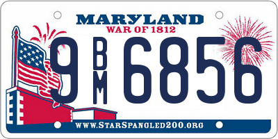 MD license plate 9BM6856