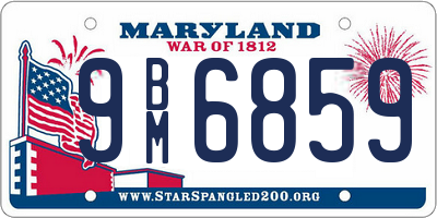 MD license plate 9BM6859