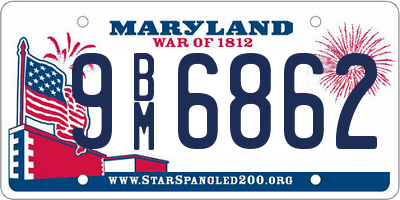 MD license plate 9BM6862