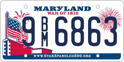 MD license plate 9BM6863