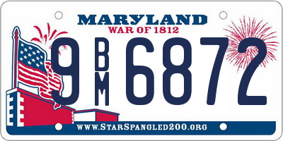 MD license plate 9BM6872