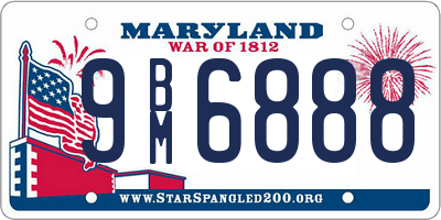 MD license plate 9BM6888