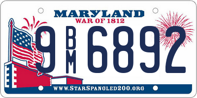 MD license plate 9BM6892