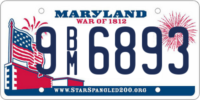 MD license plate 9BM6893