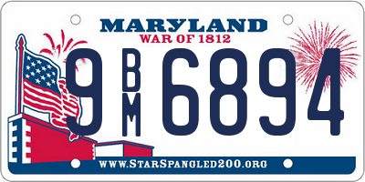 MD license plate 9BM6894