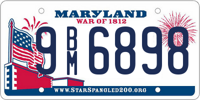 MD license plate 9BM6898