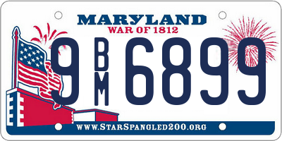 MD license plate 9BM6899