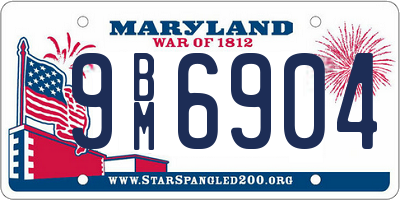 MD license plate 9BM6904