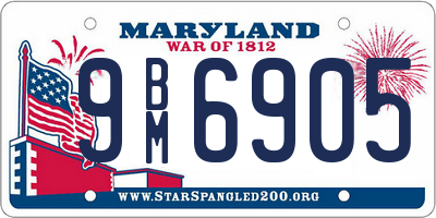 MD license plate 9BM6905