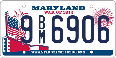MD license plate 9BM6906