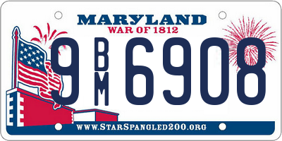 MD license plate 9BM6908