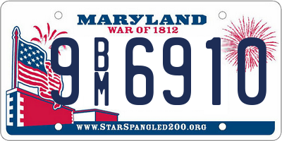 MD license plate 9BM6910