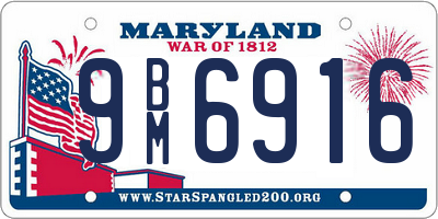 MD license plate 9BM6916