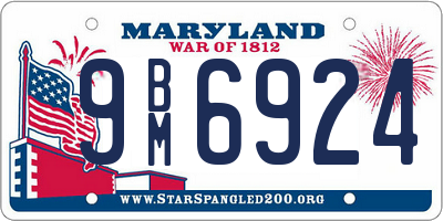 MD license plate 9BM6924