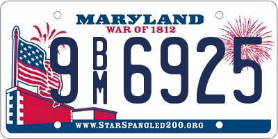 MD license plate 9BM6925