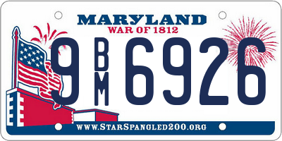 MD license plate 9BM6926