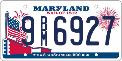 MD license plate 9BM6927