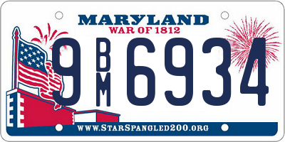 MD license plate 9BM6934
