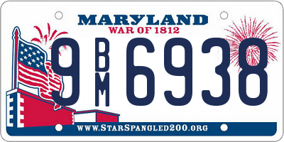 MD license plate 9BM6938