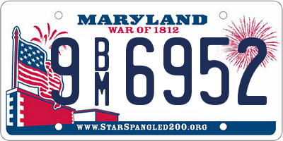 MD license plate 9BM6952